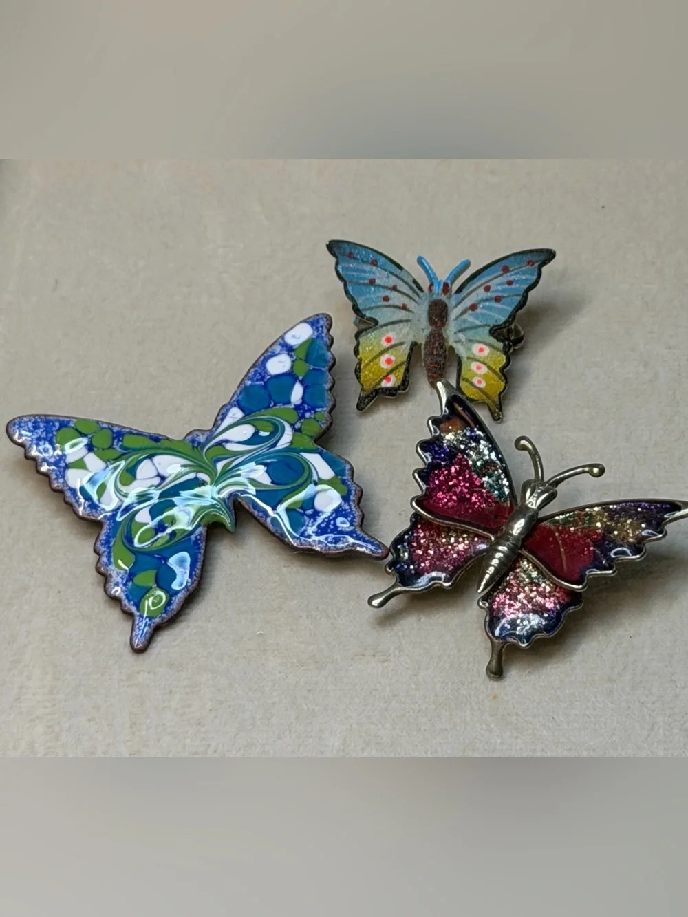 Assorted Butterfly Brooch Lot - Blue, Teal, Yellow, Pink